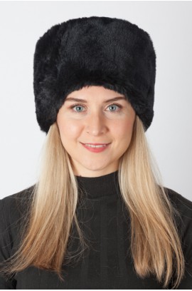 Black rex rabbit fur Hat